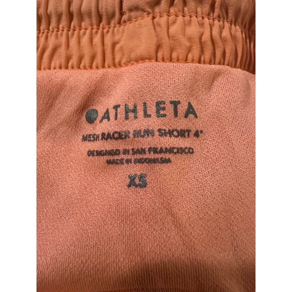 Athleta Mesh Racer Run Mid Rise 4” Shorts Pull On Running in Orange XS FLAWS - Picture 2 of 10